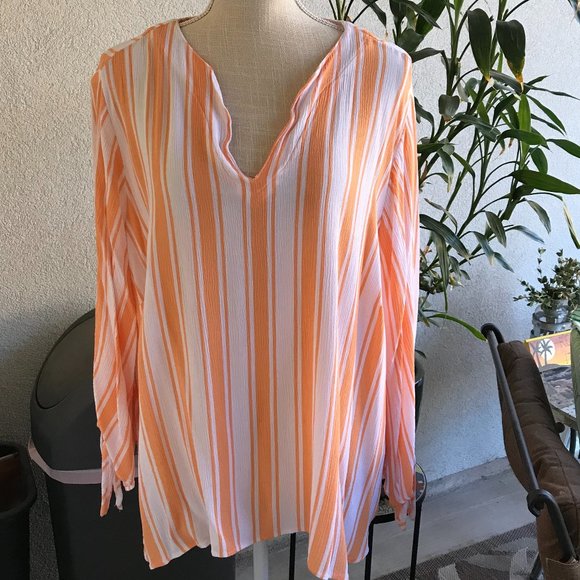 Michael Kors Tops - MICHAEL KORS | Orange Sherbert Stripped Top - 2x